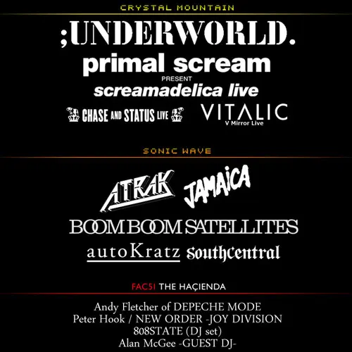 SONIC MANIAに、Andy Fletcher(DEPECHE MODE)、Peter Hook(NEW ORDER)等追加＆ステージ別発表！