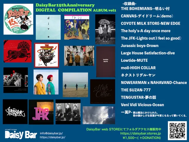 Large House Satisfaction、THE BOHEMIANS、THE SUZANら15バンド参加。下北沢DaisyBar 15周年記念デジタル・コンピレーション・アルバムがリリース