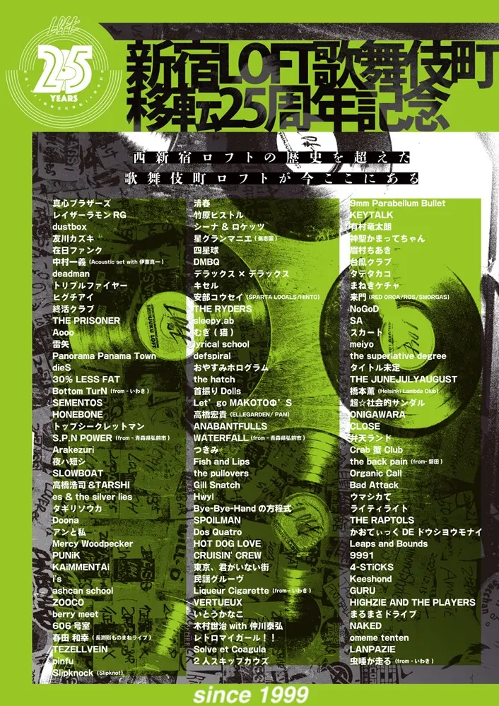 新宿LOFT歌舞伎町移転25周年イベント、第2弾出演アーティストでKEYTALK、9mm、四星球、神聖かまってちゃん、パノパナ、ONIGAWARAら121組発表