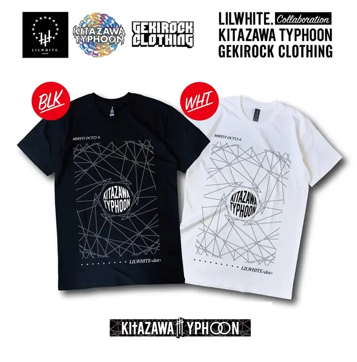 会場にて限定販売されたKITAZAWA TYPHOON 2016 x LILWHITE. x ゲキクロのトリプル・コラボＴシャツ＆ラババンや横田瑞貴-mzk-デザインのキーホルダーなど注目の限定アイテム一斉入荷