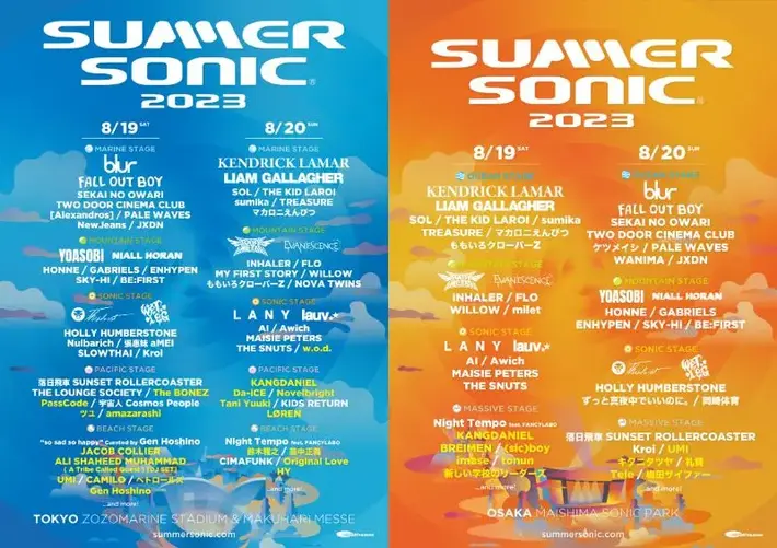 "SUMMER SONIC 2023"、第5弾追加アーティストでペトロールズ、HY、キタニタツヤ、Novelbright、梅田サイファー、amazarashi、新しい学校のリーダーズ、礼賛、ツユ、w.o.d.ら発表